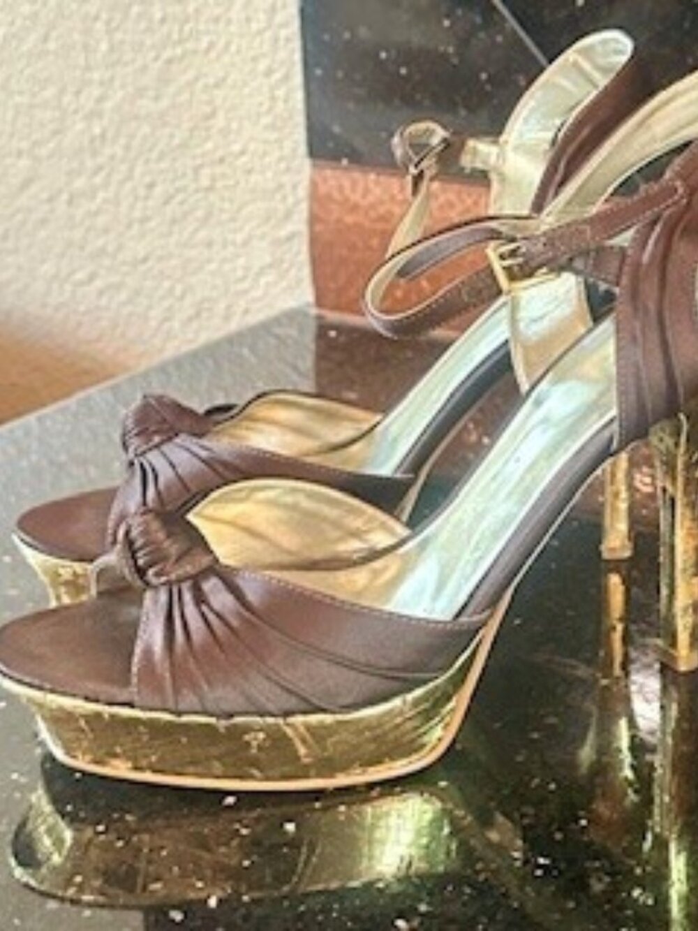 GUESS Brown Satin Heels Women’s Size 8
